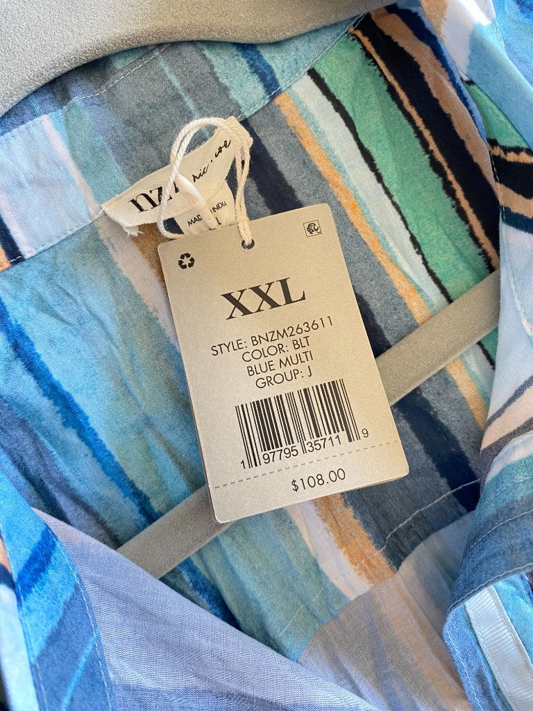 Nic+Zoe Stripe Core Cotton Crinkle Shirt Nwt ($108) Size Xxl Blue Multi Color — image 3 of 8